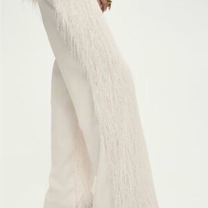 Elegant Cream Fringe Women's Pants